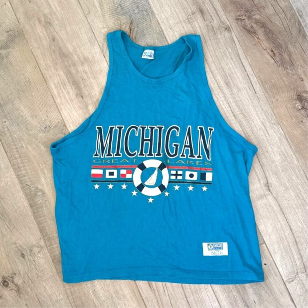 Vintage 80s Discus Athletic Michigan Great Lakes Tank Top Mens 2XL